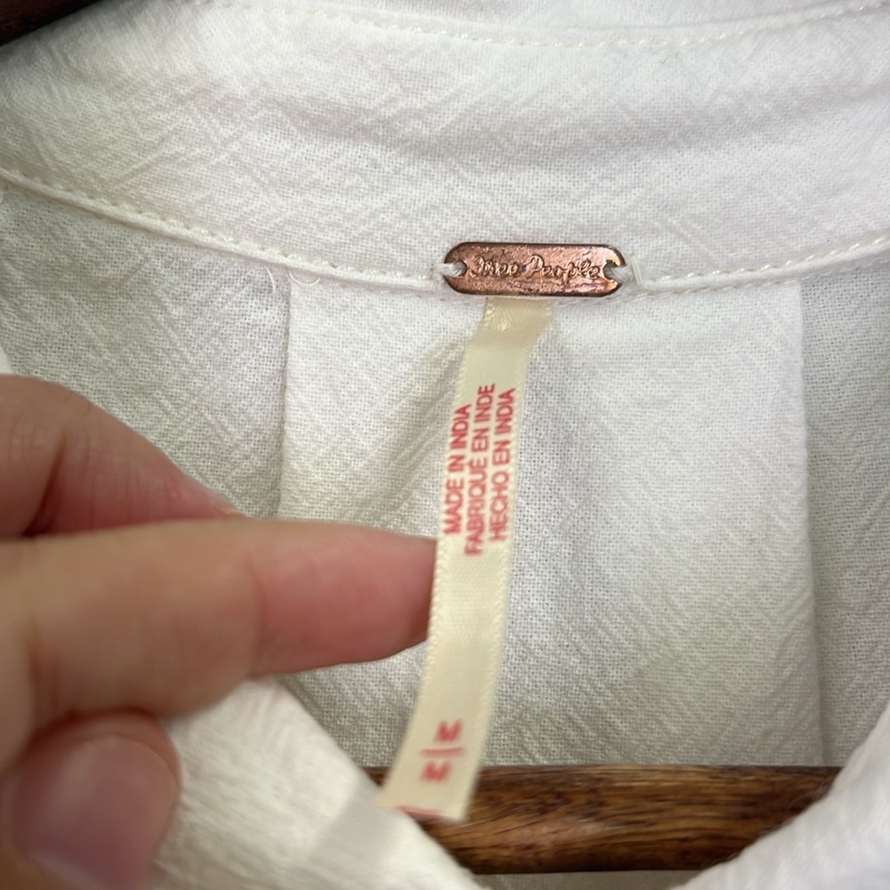 Free People - Ronnie Cotton Poplin Button Down Short Sleeve Mini Shirtdress SZ M - Picture 10 of 12
